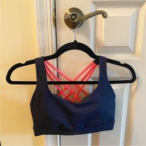 NWOT Forever 21 Navy and Magenta Sports Bra, size M